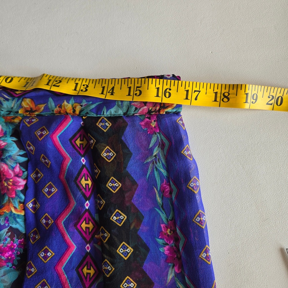 Vintage 100% Silk Sheer Wide Leg Cropped Palazzo Pants Sz 14 Boho Resortwear - Picture 7 of 10